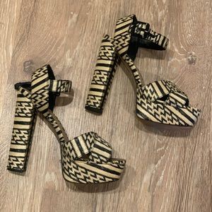 Schutz raffia platform heels